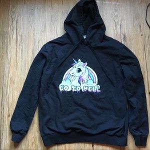 Go To Hell Goth Unicorn Black Hoodie